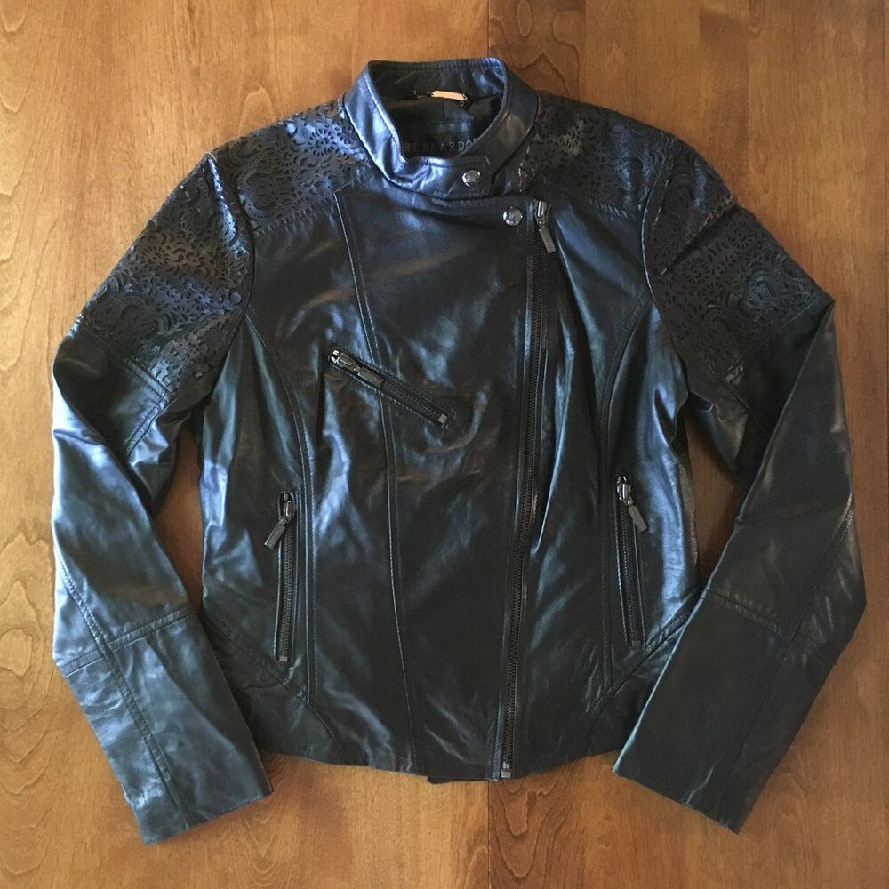 Bernardo leather lace moto jacket S
